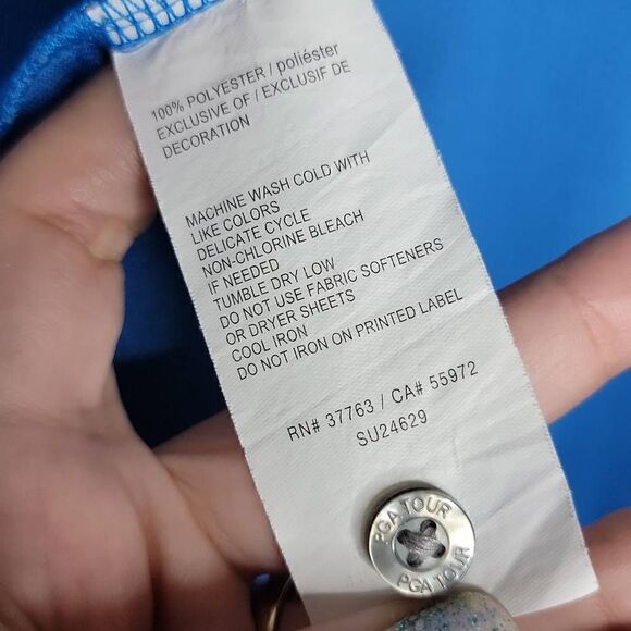 PGA Tour Golf Polo Short Sleeve Shirt Blue Large - Picture 9 of 14